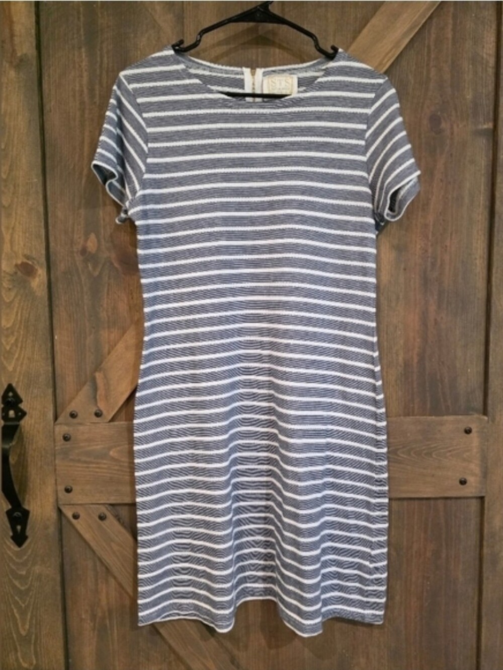 Sail to Sable Navy and White Striped Midi Dress Size Medium - Picture 4 of 4